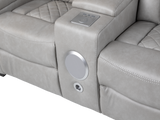 Light Grey Dual Power Reclining 3-Piece Living Room Set with Power Headrests, LED & Wireless Charging