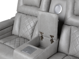 Light Grey Dual Power Reclining 3-Piece Living Room Set with Power Headrests, LED & Wireless Charging