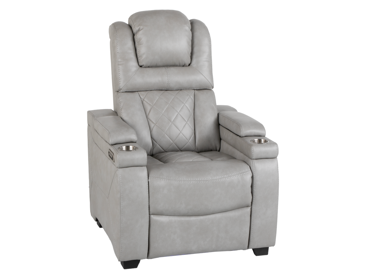 Light Grey Dual Power Reclining 3-Piece Living Room Set with Power Headrests, LED & Wireless Charging