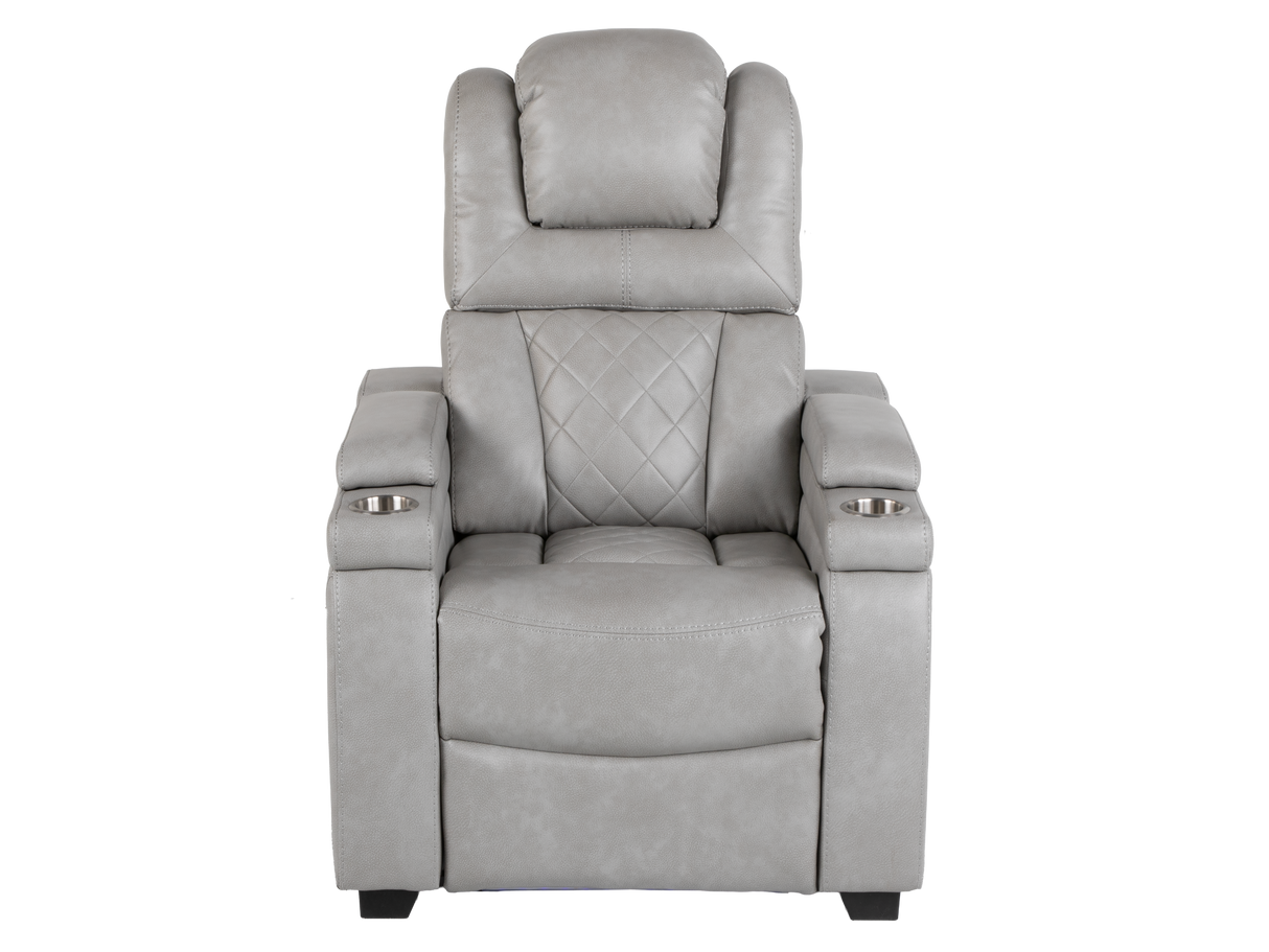 Light Grey Dual Power Reclining 3-Piece Living Room Set with Power Headrests, LED & Wireless Charging