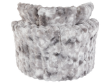 Luxurious Faux Fur Round Swivel Chair with Pillows - Bubble Cement