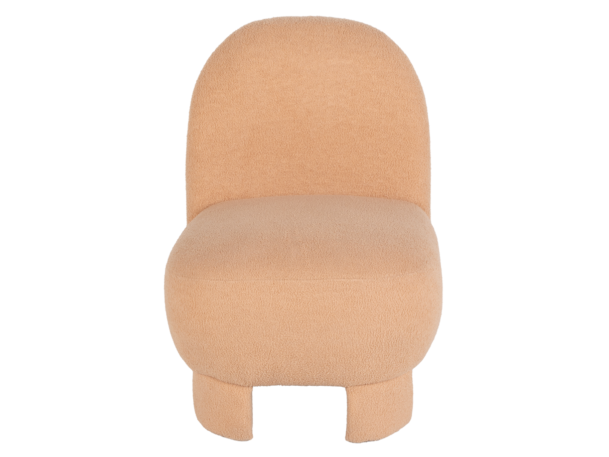 Light Brown Bouclé Modern Armless Accent Chair with Curved Back & Plush Seat