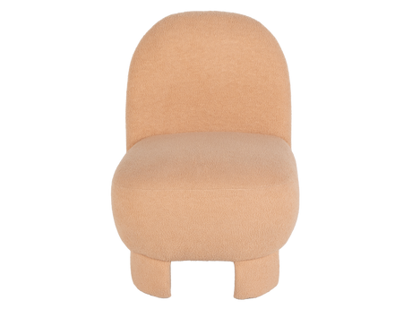 Light Brown Bouclé Modern Armless Accent Chair with Curved Back & Plush Seat - view 2