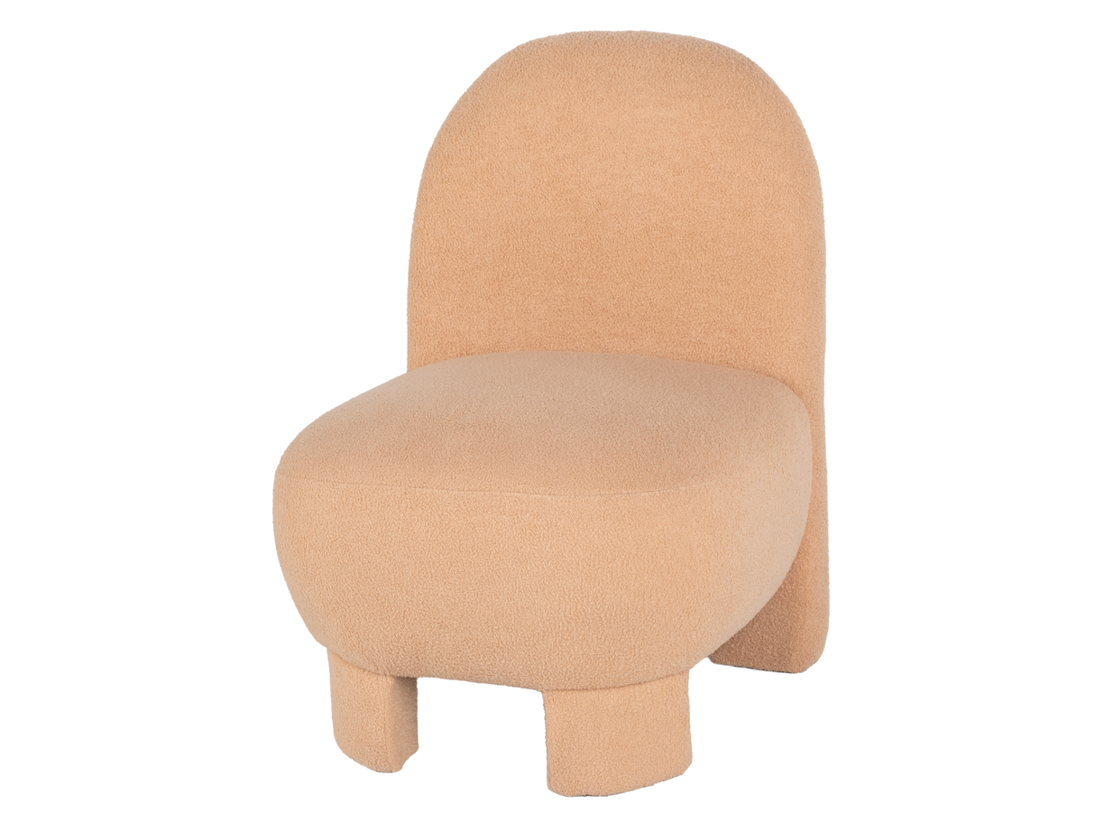 Light Brown Bouclé Modern Armless Accent Chair with Curved Back & Plush Seat