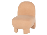 Light Brown Bouclé Modern Armless Accent Chair with Curved Back & Plush Seat
