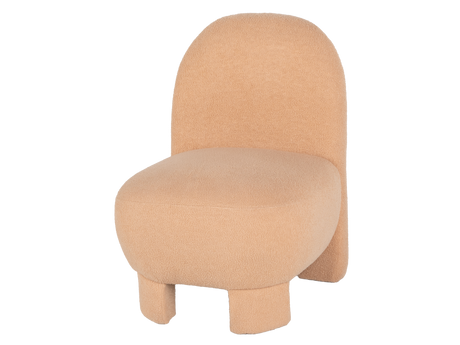 Light Brown Bouclé Modern Armless Accent Chair with Curved Back & Plush Seat - view 3