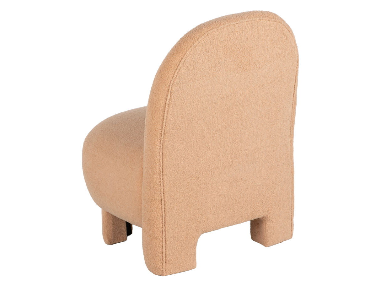 Light Brown Bouclé Modern Armless Accent Chair with Curved Back & Plush Seat