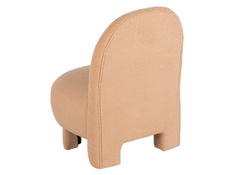 Light Brown Bouclé Modern Armless Accent Chair with Curved Back & Plush Seat - view 4