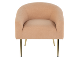 Light Brown Boucle Barrel Chair with Gold Metal Legs