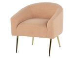 Light Brown Boucle Barrel Chair with Gold Metal Legs