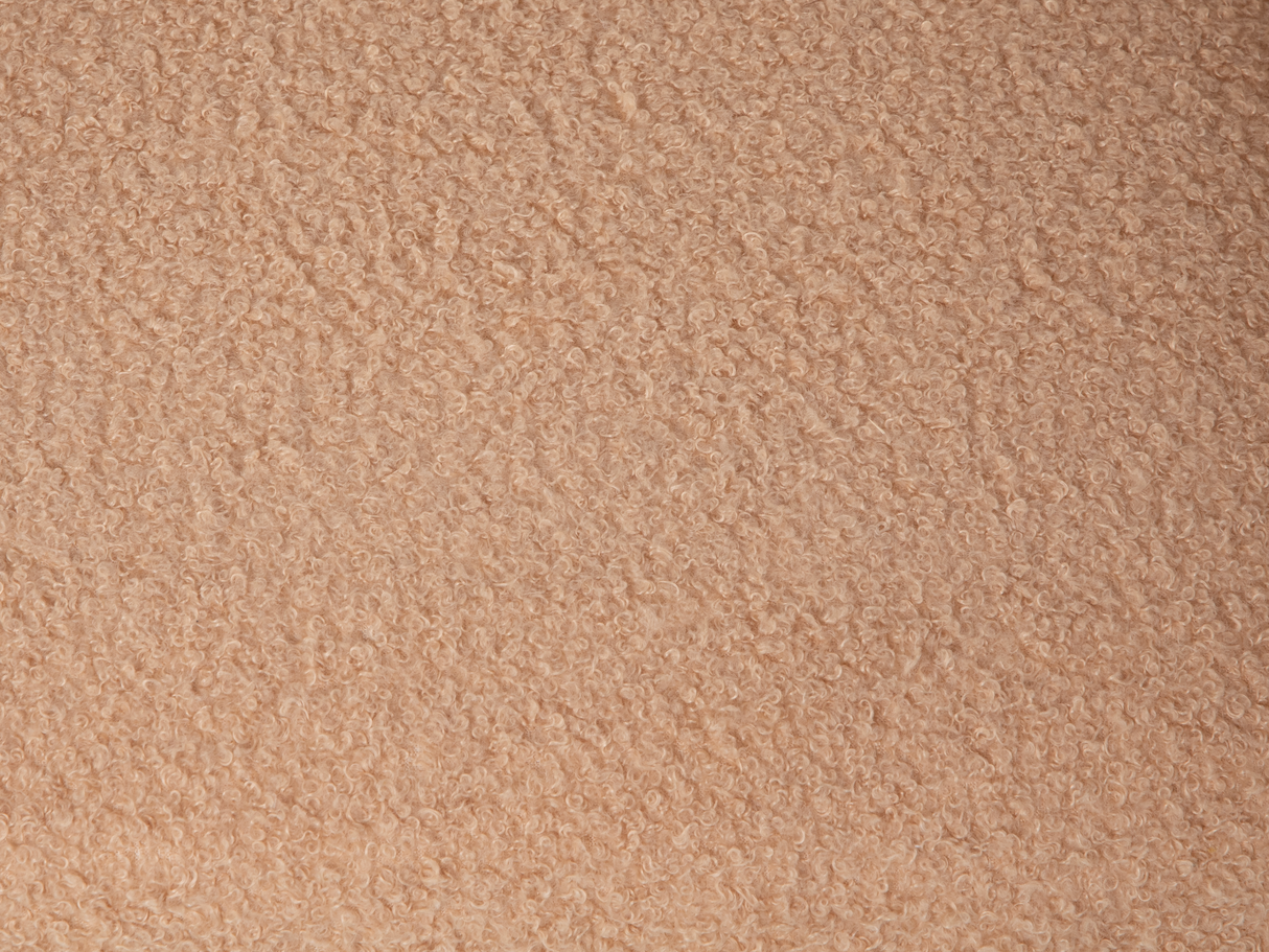 Light Brown Boucle Barrel Chair with Gold Metal Legs