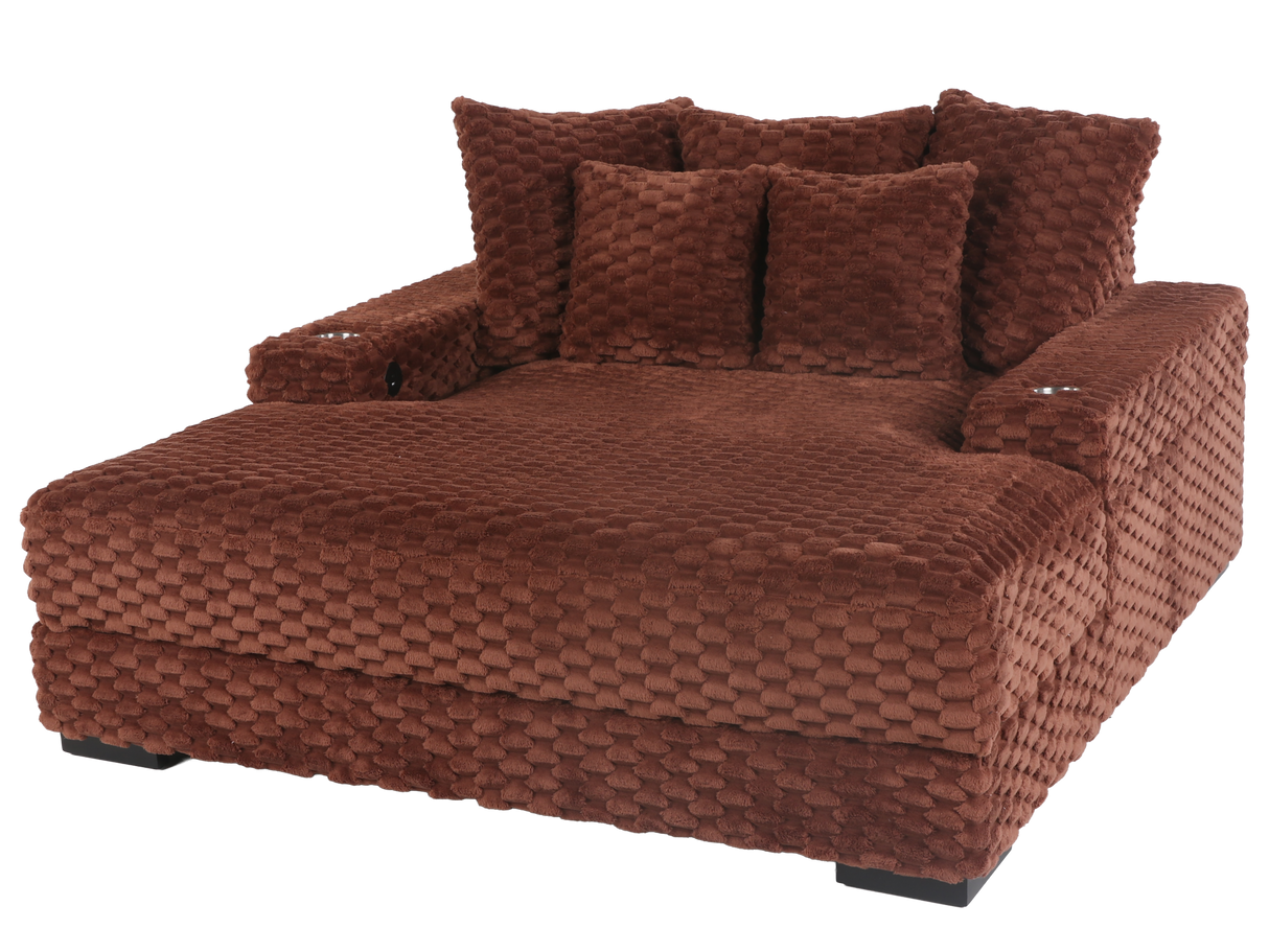 Oversized Chaise Lounge with Cup Holders & USB Charging Ports