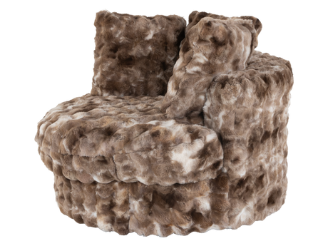 Faux Fur Swivel Chair with Plush Pillows - Brown - view 3