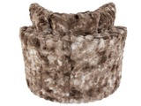 Faux Fur Swivel Chair with Plush Pillows - Brown