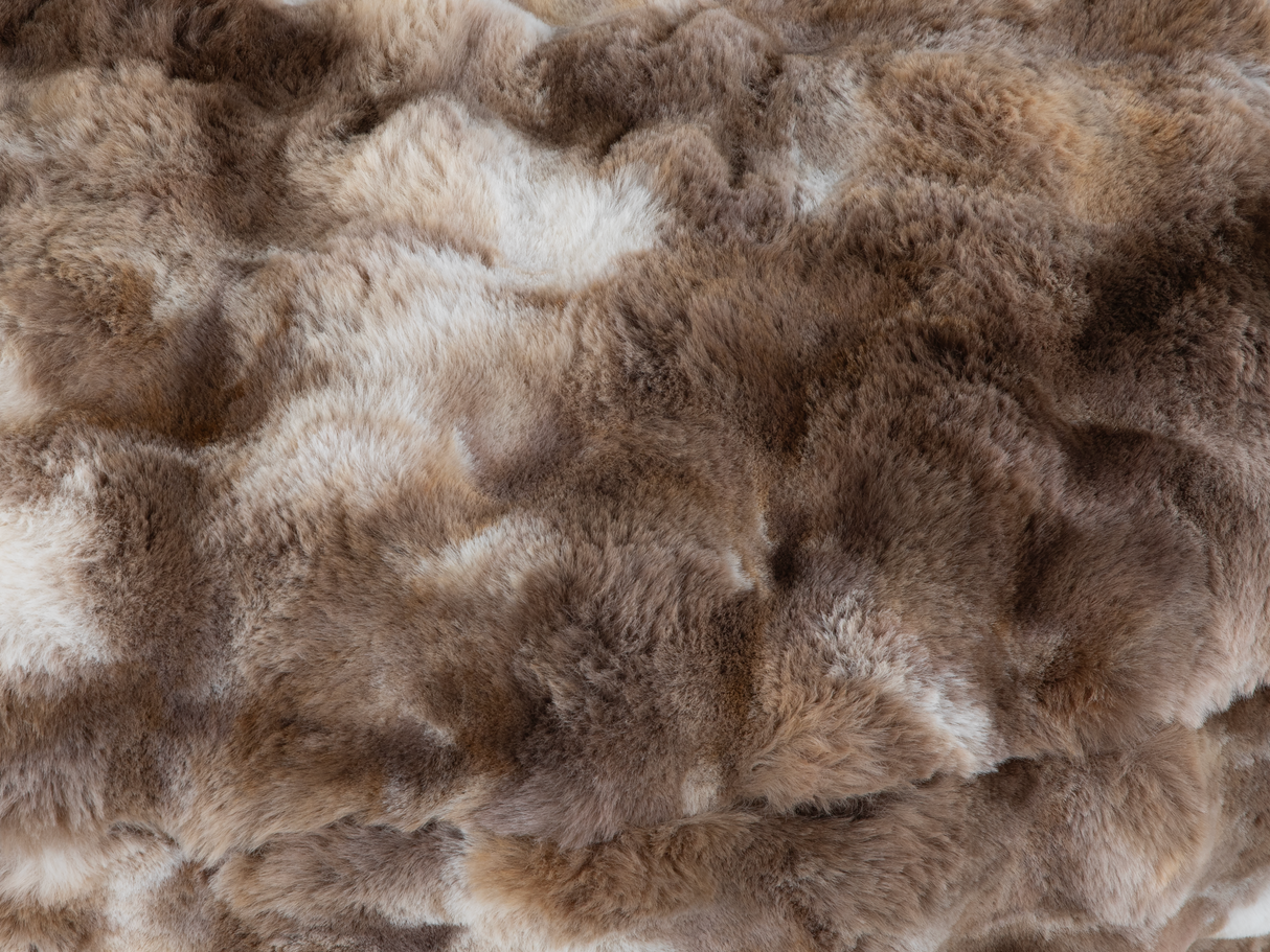 Faux Fur Swivel Chair with Plush Pillows - Brown