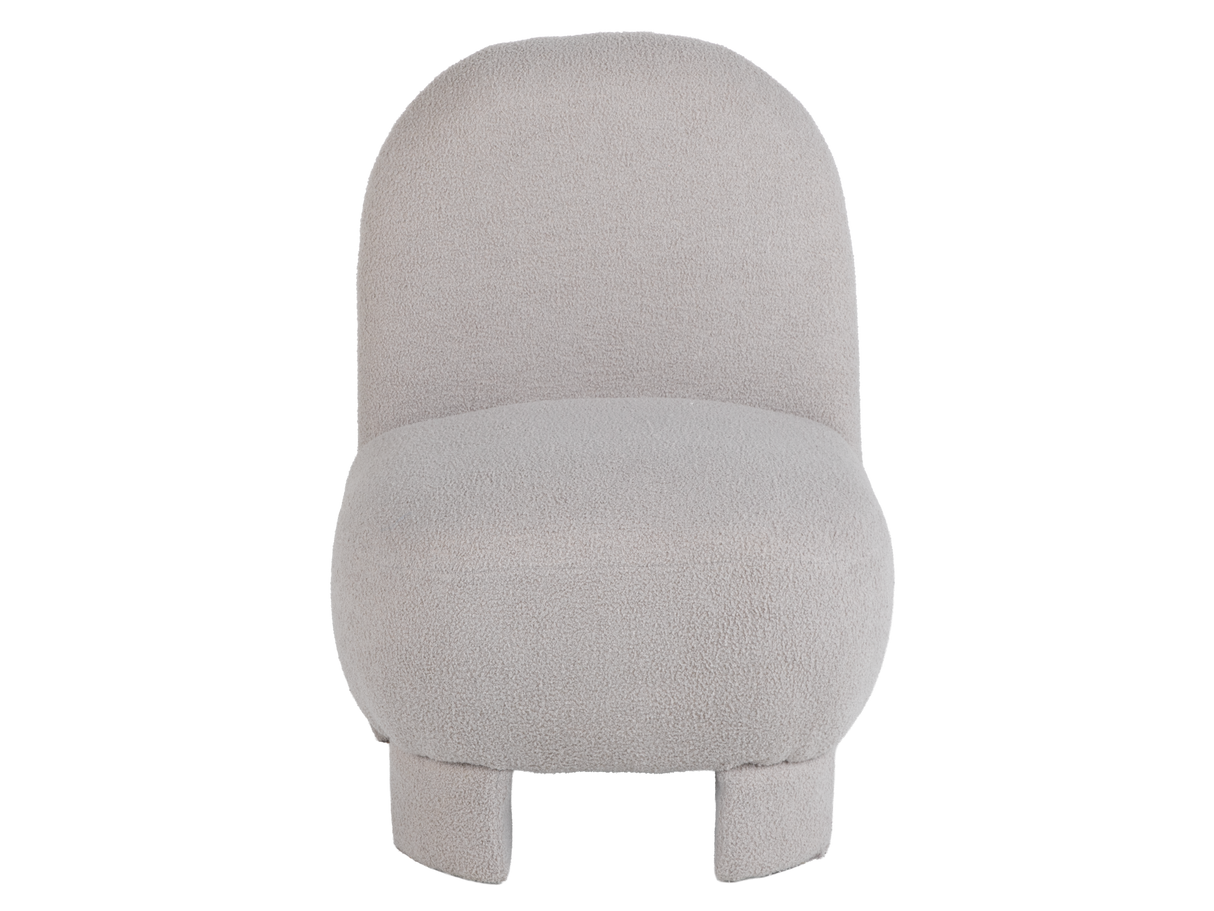 Light Gray Bouclé Modern Armless Accent Chair with Curved Back & Plush Seat