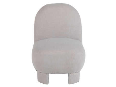 Light Gray Bouclé Modern Armless Accent Chair with Curved Back & Plush Seat - view 2