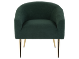 Dark Green Boucle Barrel Accent Chair with Gold Metal Legs