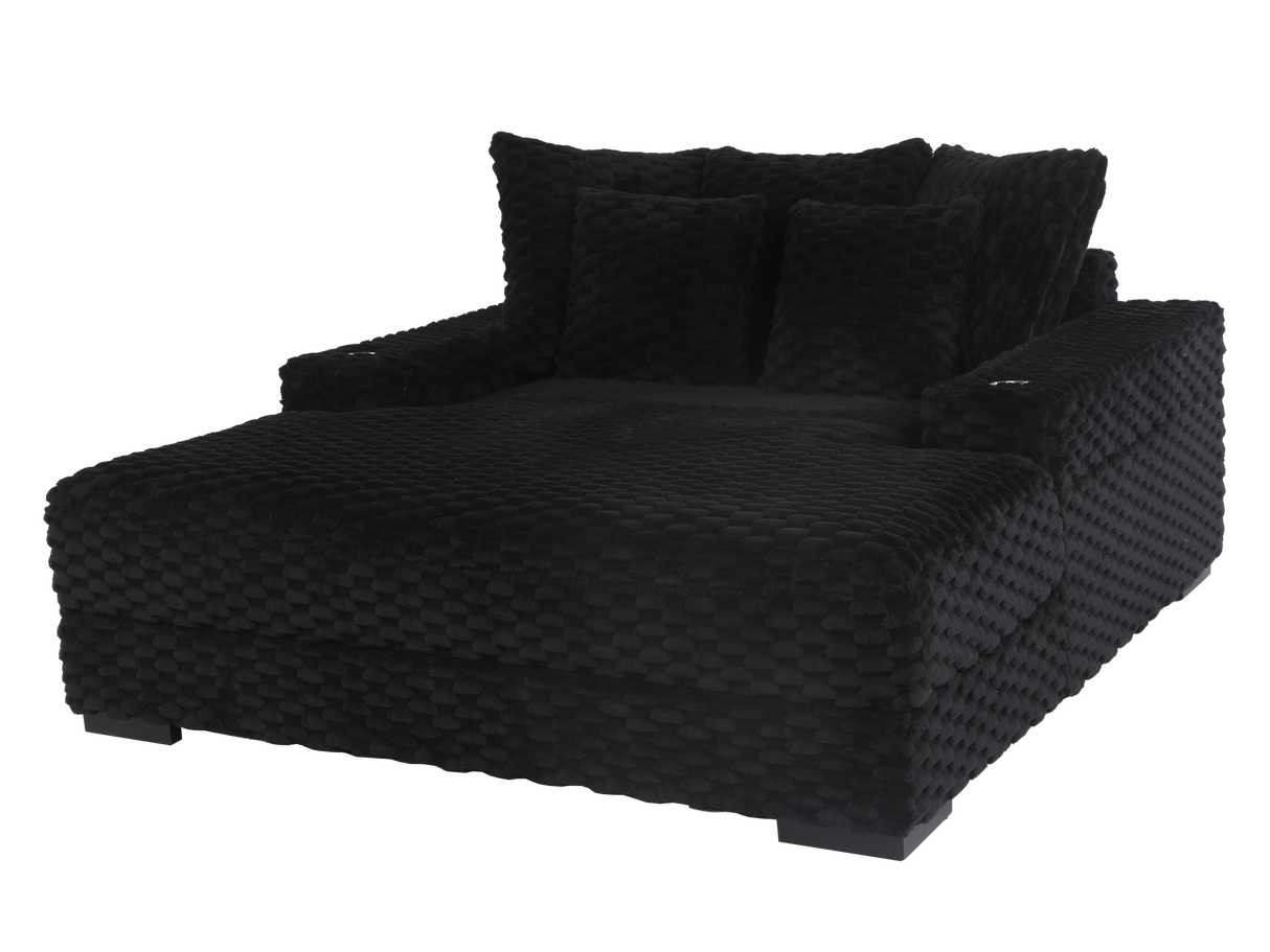 Oversized Chaise Lounge with Cup Holders & USB Charging Ports