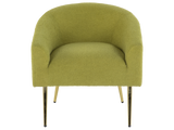 Light Green Boucle Accent Chair with Gold Metal Legs