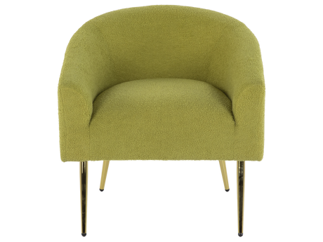 Light Green Boucle Accent Chair with Gold Metal Legs - view 3