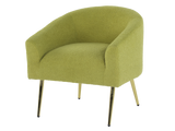 Light Green Boucle Accent Chair with Gold Metal Legs