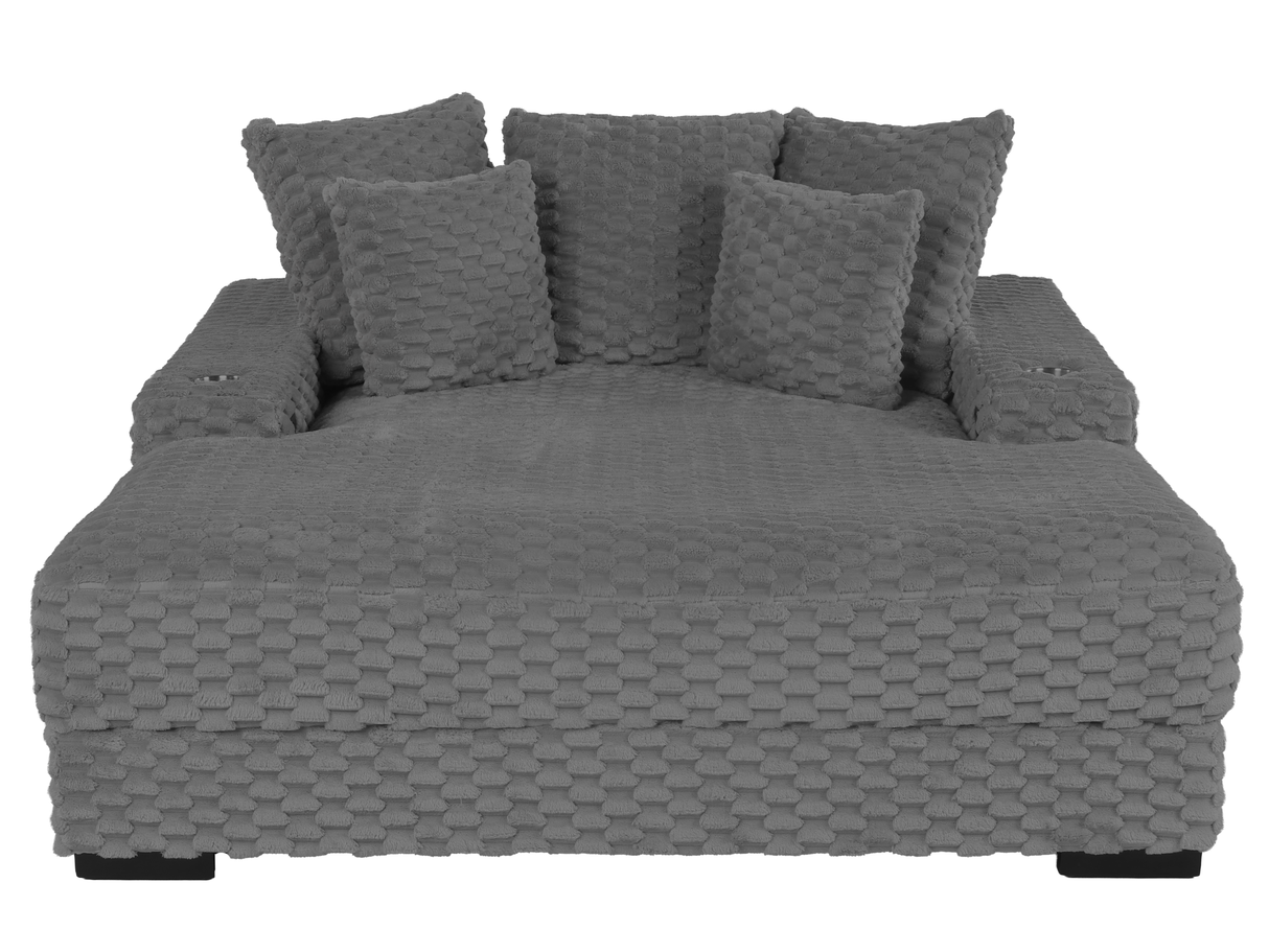 Oversized Chaise Lounge with Cup Holders & USB Charging Ports