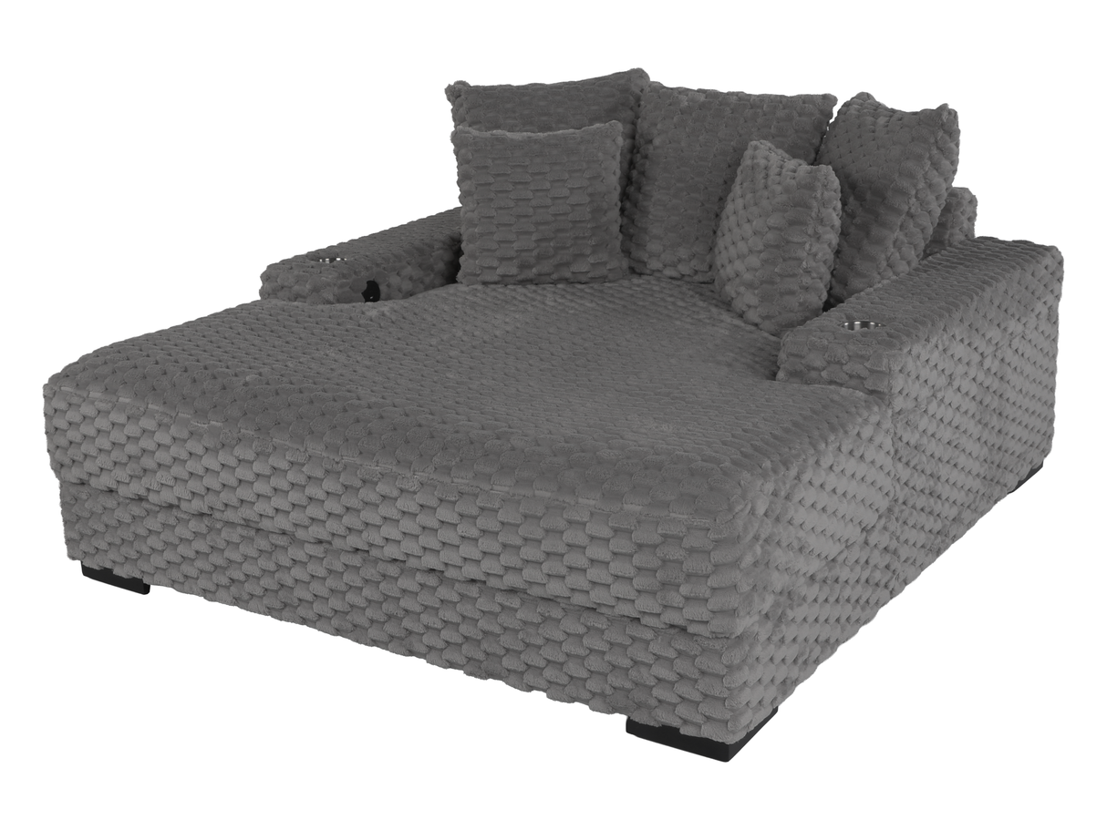 Oversized Chaise Lounge with Cup Holders & USB Charging Ports