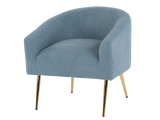 Blue Boucle Barrel Accent Chair with Gold Metal Legs