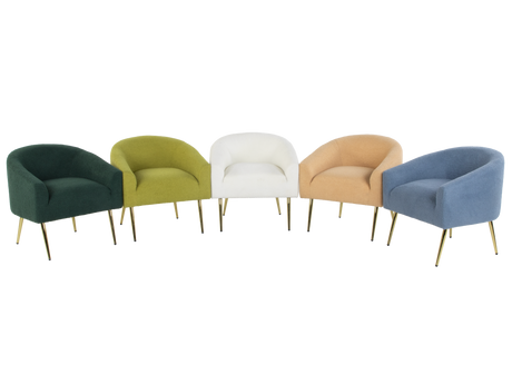 Blue Boucle Barrel Accent Chair with Gold Metal Legs - view 5