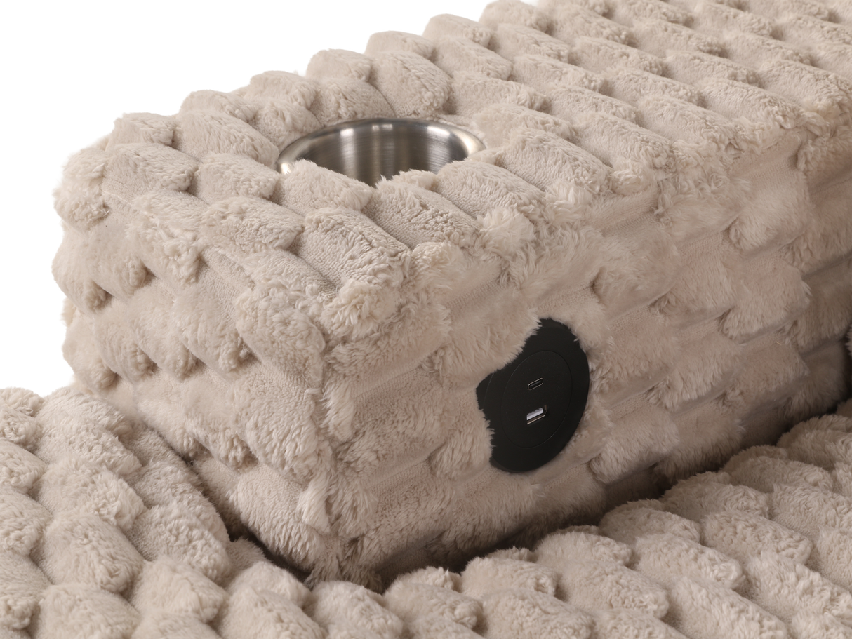 Oversized Chaise Lounge with Cup Holders & USB Charging Ports