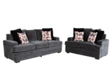 Charcoal Gray Modern 2-Piece Living Room Set with Sofa & Loveseat