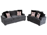 Charcoal Gray Modern 2-Piece Living Room Set with Sofa & Loveseat
