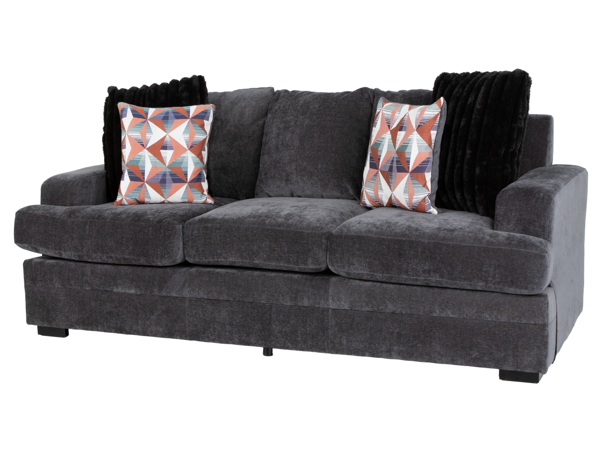 Charcoal Gray Modern 2-Piece Living Room Set with Sofa & Loveseat