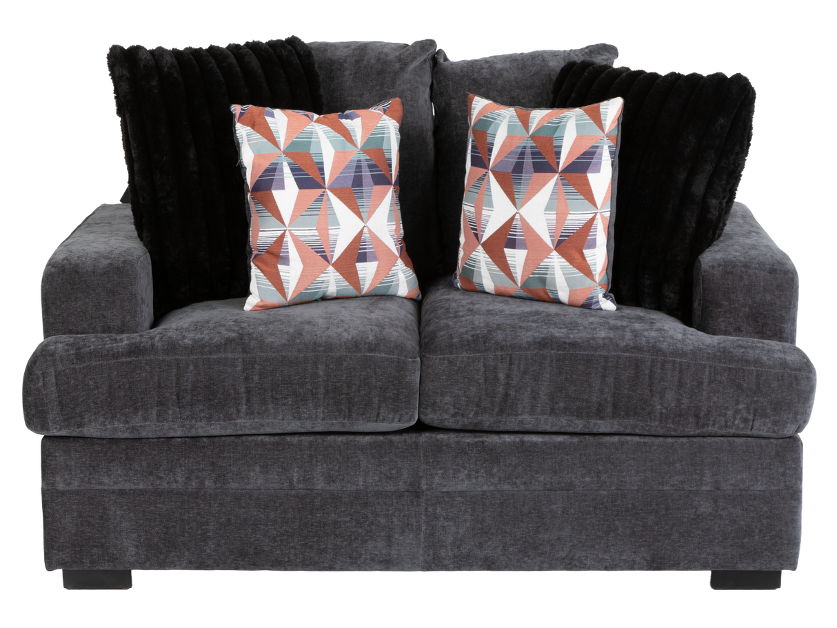 Charcoal Gray Modern 2-Piece Living Room Set with Sofa & Loveseat