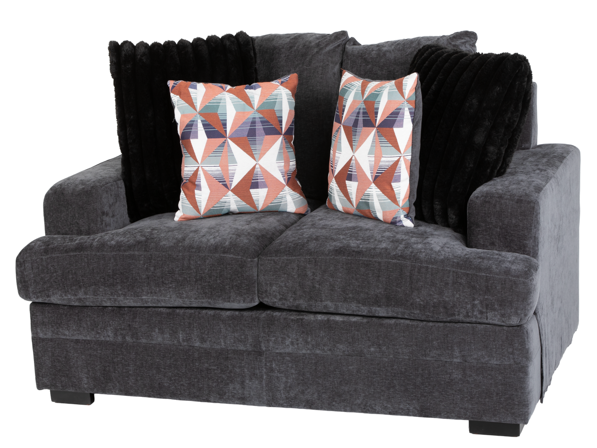 Charcoal Gray Modern 2-Piece Living Room Set with Sofa & Loveseat