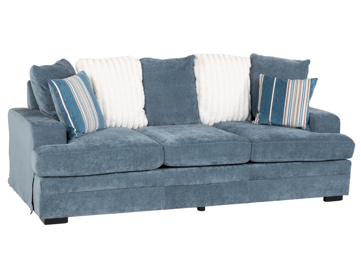 2-Piece Blue Fabric Sofa & Loveseat Set with Accent Pillows