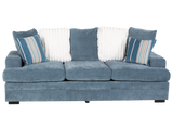 2-Piece Blue Fabric Sofa & Loveseat Set with Accent Pillows
