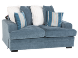 2-Piece Blue Fabric Sofa & Loveseat Set with Accent Pillows
