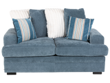 2-Piece Blue Fabric Sofa & Loveseat Set with Accent Pillows