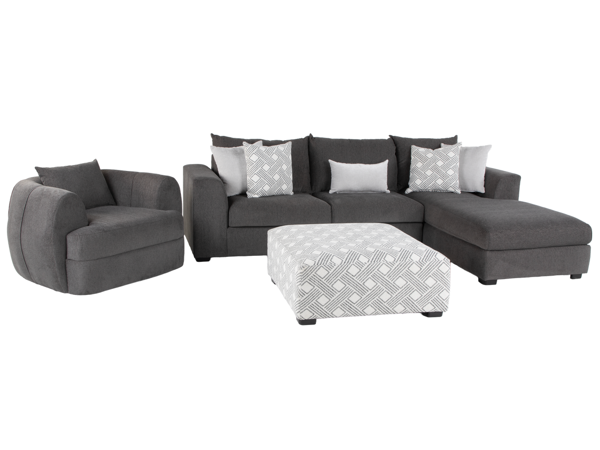 Dark Grey Barrel Swivel Chair with Lumbar Support Pillow