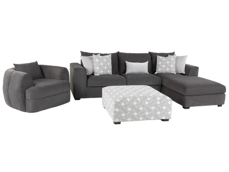 Light Grey Geometric Square Cocktail Ottoman - view 3