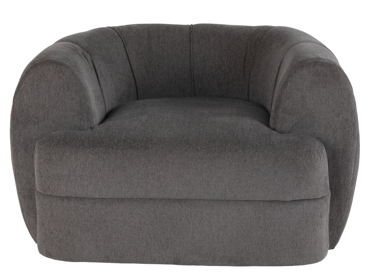 Dark Grey Barrel Swivel Chair with Lumbar Support Pillow