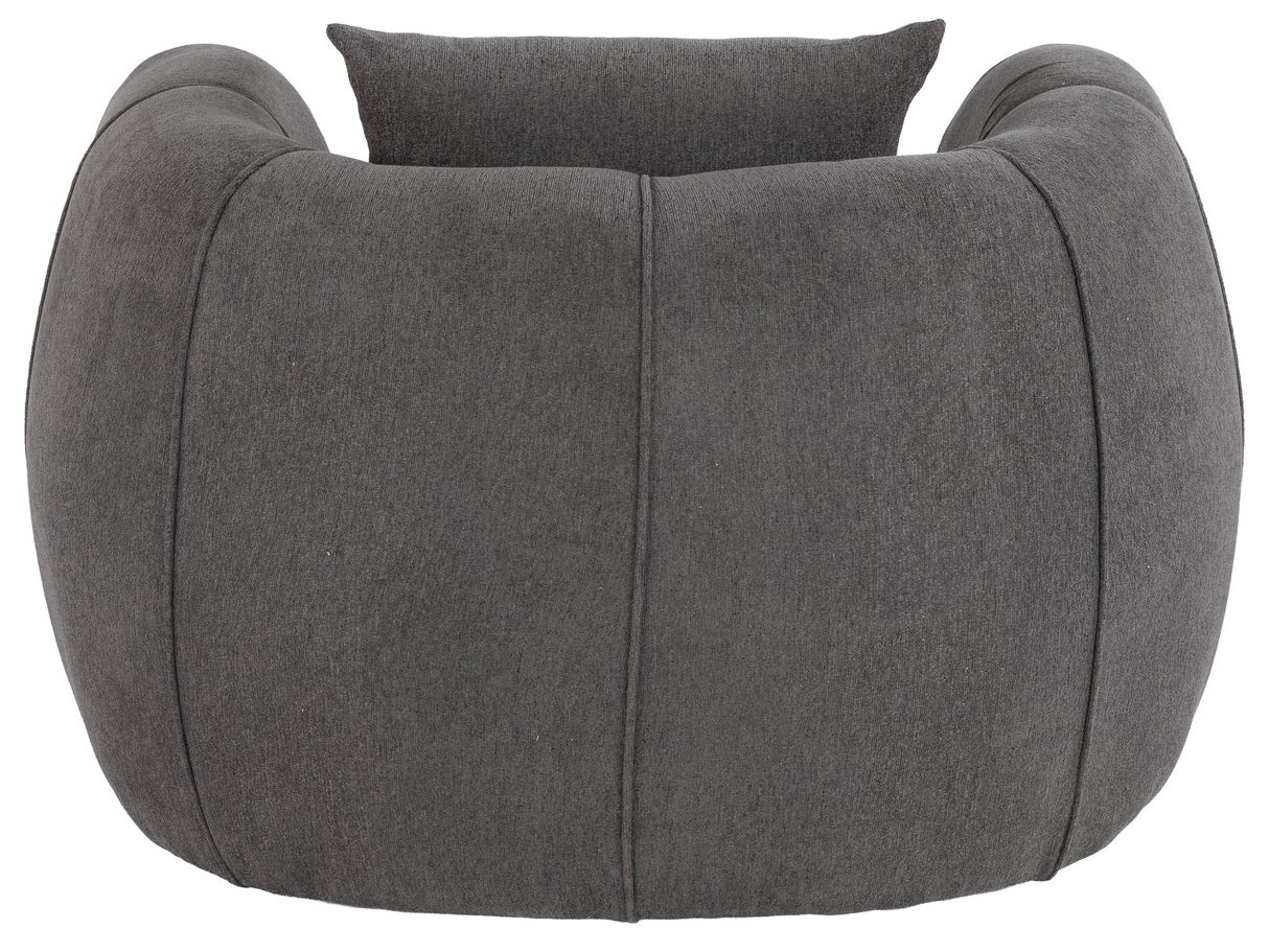 Dark Grey Barrel Swivel Chair with Lumbar Support Pillow