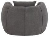 Dark Grey Barrel Swivel Chair with Lumbar Support Pillow