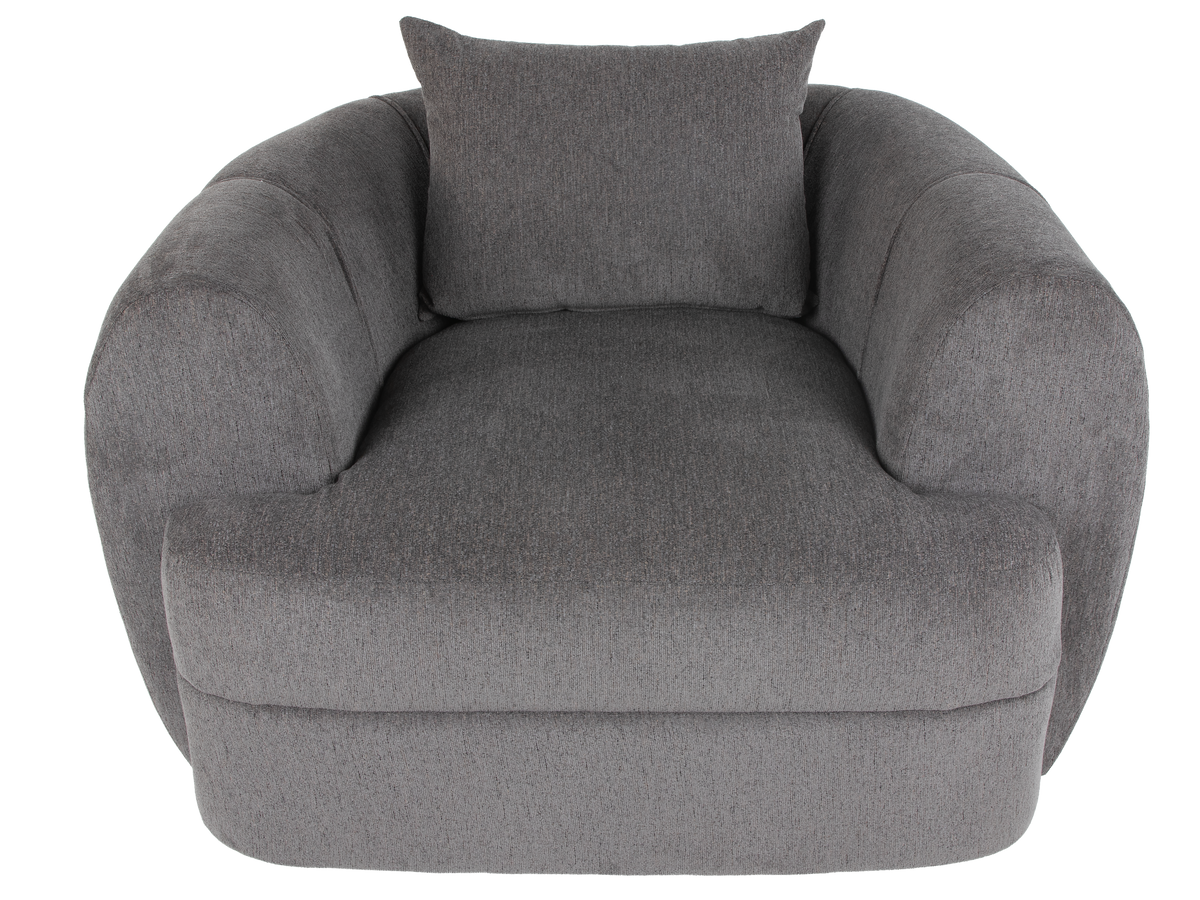 Dark Grey Barrel Swivel Chair with Lumbar Support Pillow