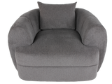 Dark Grey Barrel Swivel Chair with Lumbar Support Pillow