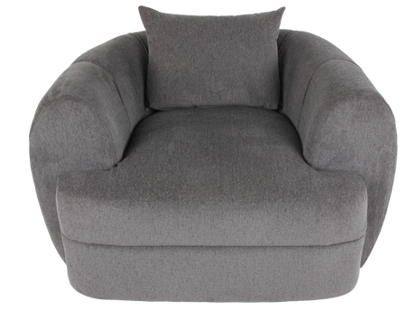 Dark Grey Barrel Swivel Chair with Lumbar Support Pillow