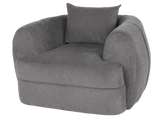 Dark Grey Barrel Swivel Chair with Lumbar Support Pillow