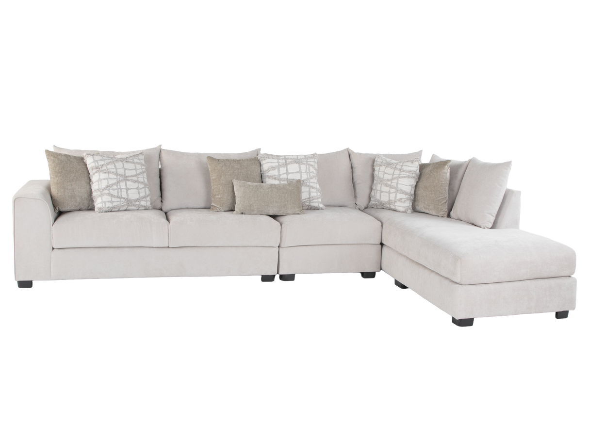 Solid Bone 3-Piece Sectional with Right Chaise